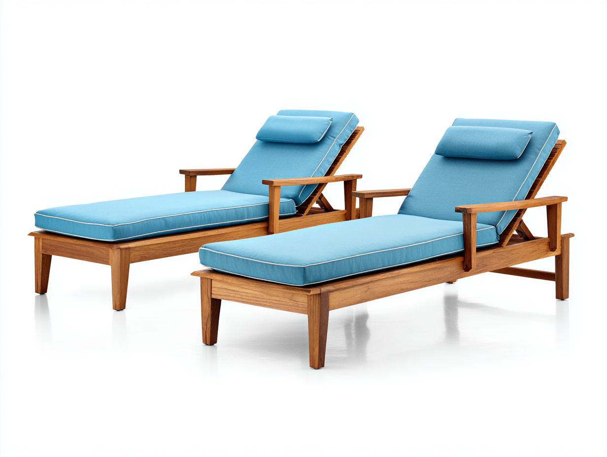 Bain de soleil en bois et tissu 200x65x35 cm - bleu-marron - détente et relaxation design contemporain-Karorastudio