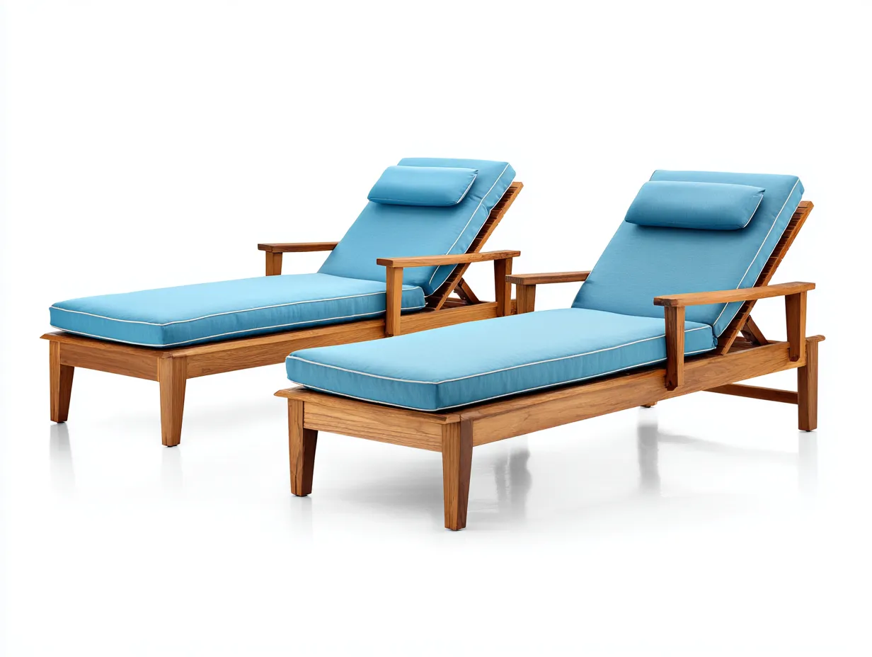 Bain de soleil en bois et tissu 200x65x35 cm - bleu-marron - détente et relaxation design contemporain-Karorastudio