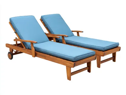 Bain de soleil en bois avec dossier réglable 195x70x85 cm - bleu-marron - mobilier d'extérieur relaxant-Karorastudio