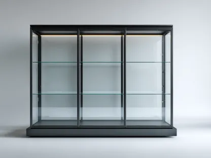 Vitrine d'exposition verre trempé 180x45x200 cm - Noir - Design moderne avec éclairage LED intégré-Karorastudio