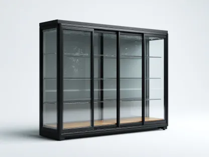 Vitrine en verre et métal 180x45x180 cm - noir - meuble de présentation moderne-Karorastudio