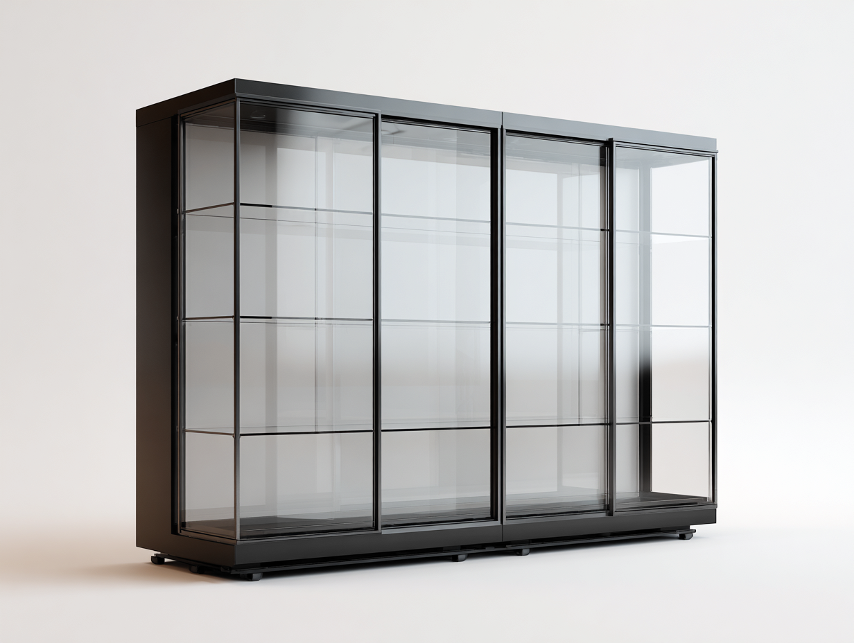 Vitrine en métal et verre 220x45x200 cm noir pour salon - design contemporain-Karorastudio