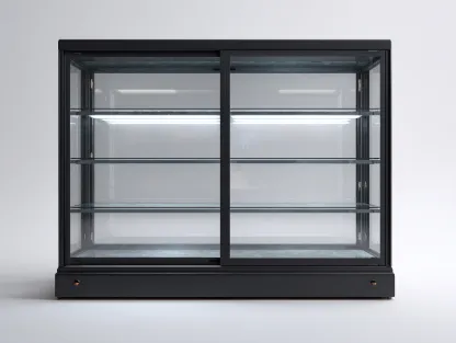 Vitrine vitrée noire à portes coulissantes 160x40x100 cm - Vitrine moderne d'exposition-Karorastudio