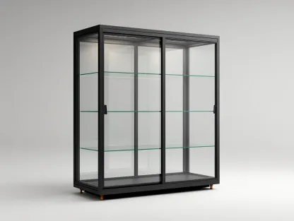 Vitrine en métal et verre 120x45x180 cm noir pour salon - design contemporain-Karorastudio