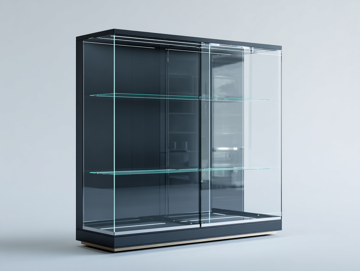 Vitrine en verre 120x45x180 cm - Noir - Vitrine de présentation intérieure design contemporain-Karorastudio