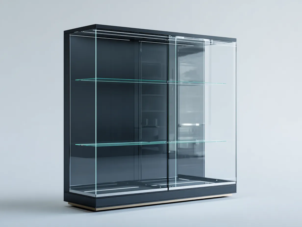 Vitrine en verre 120x45x180 cm - Noir - Vitrine de présentation intérieure design contemporain-Karorastudio