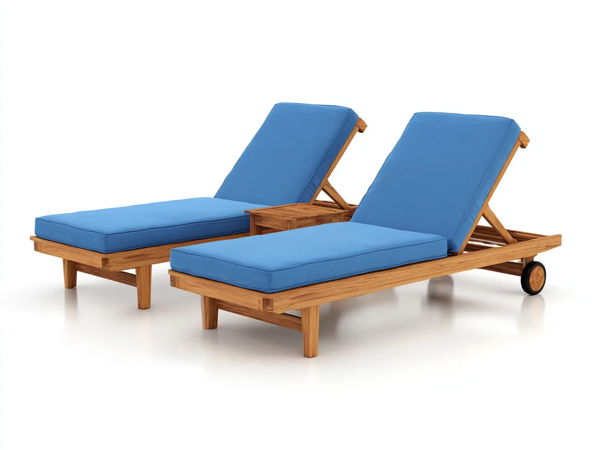 Bain de soleil en bois avec coussin 195x65x34 cm - Bleu - Design extérieur confortable-Karorastudio