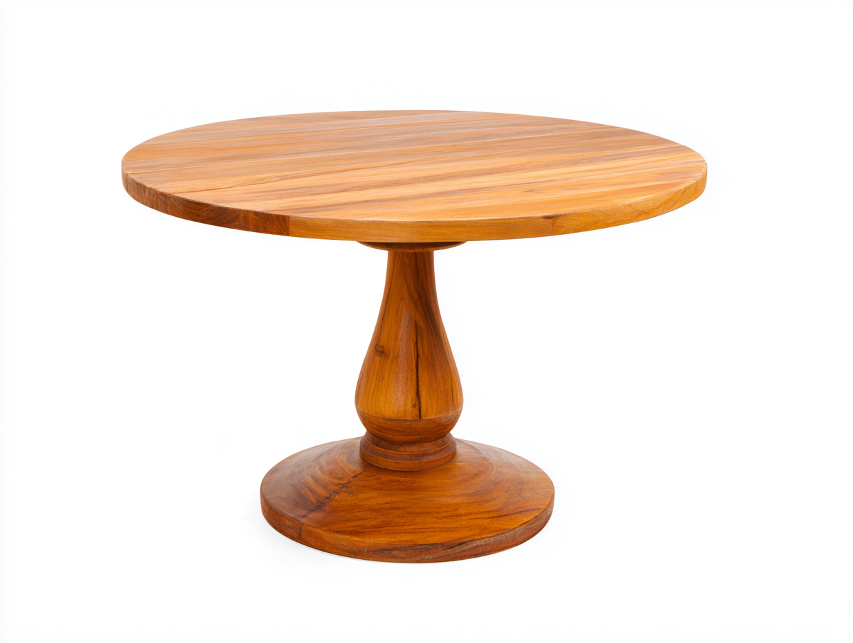 Table de jardin ronde en bois massif 90x90x75 cm bois naturel pour extérieur-Karorastudio