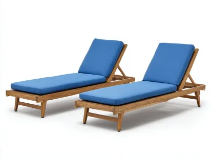 Bain de soleil en bois 195x68x85 cm - Bois clair-Bleu - Bain de soleil extérieur avec dossier réglable-Karorastudio