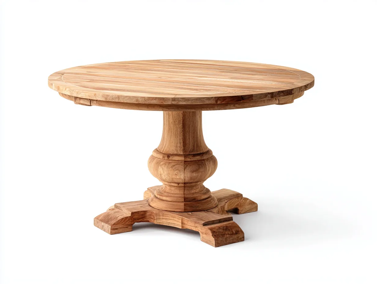 Table de jardin ronde en bois massif 120x120x75 cm - marron naturel - design classique extérieur-Karorastudio