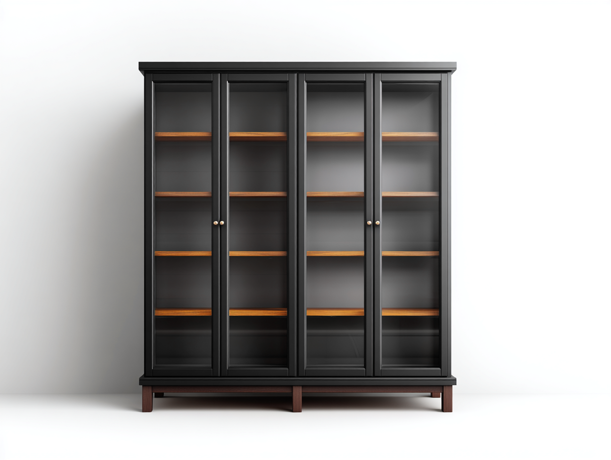 Vitrine en bois et verre 160x40x190 cm noir pour salon - style contemporain-Karorastudio