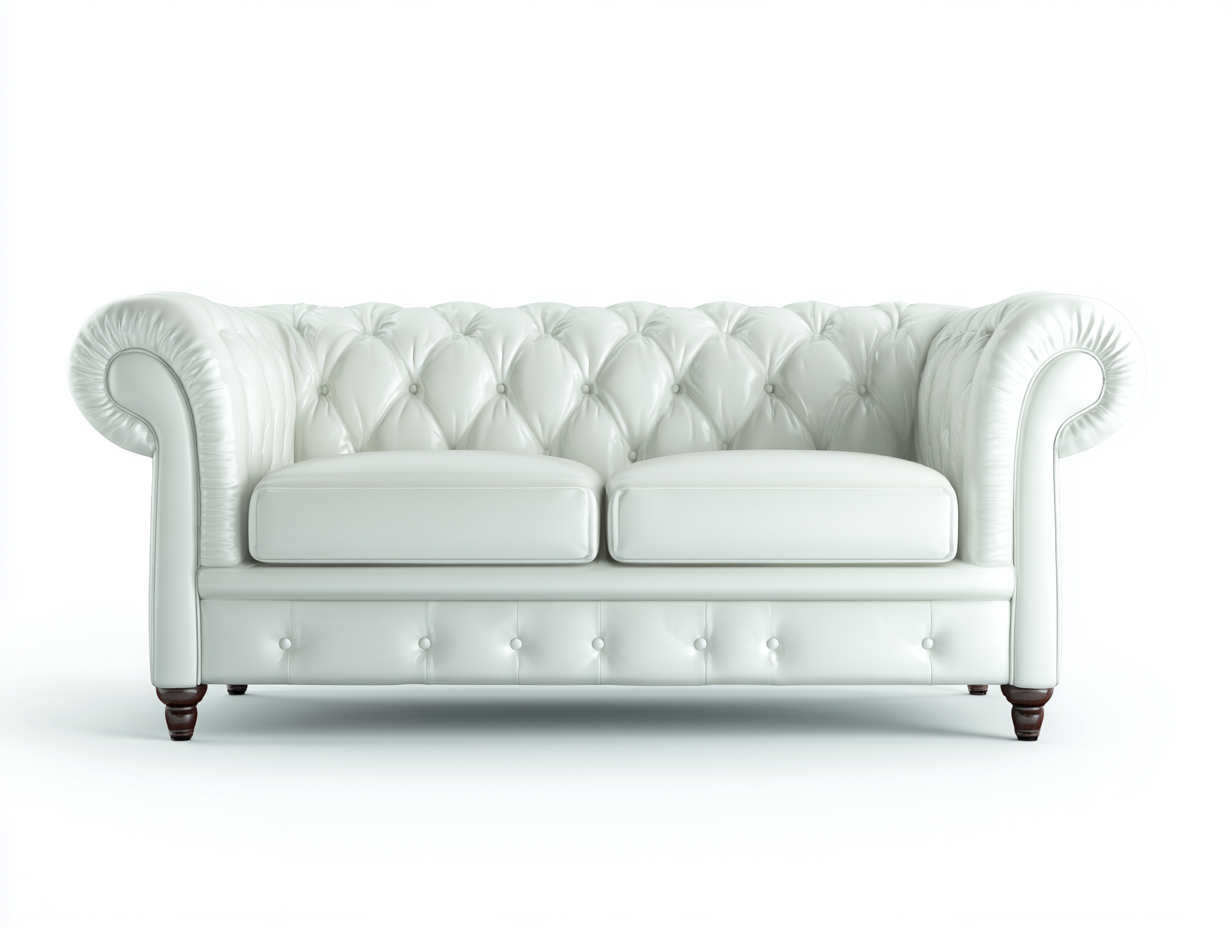 Canapé 2 places capitonné en simili cuir 180x90x78 cm - blanc - style classique élégant-Zatinidecor