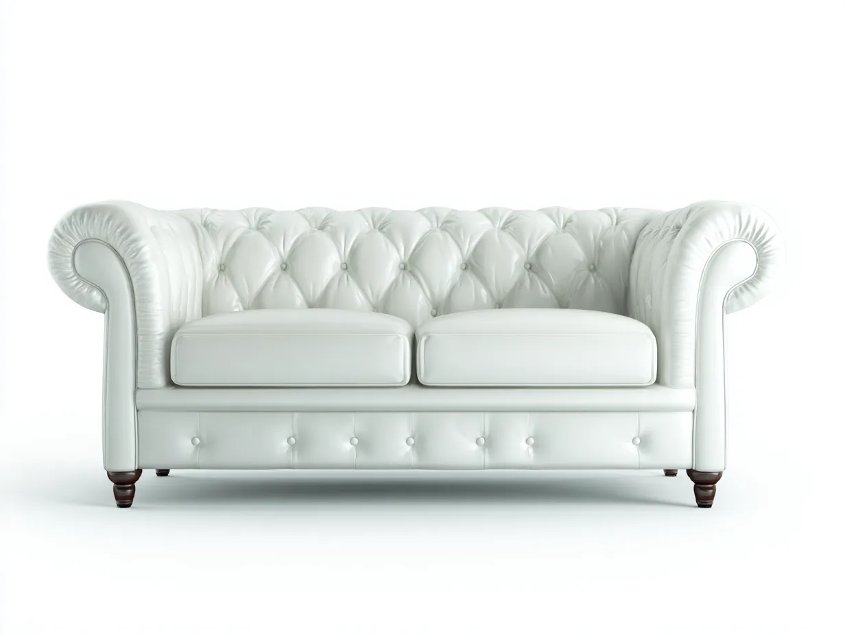 Canapé 2 places capitonné en simili cuir 180x90x78 cm - blanc - style classique élégant-Zatinidecor