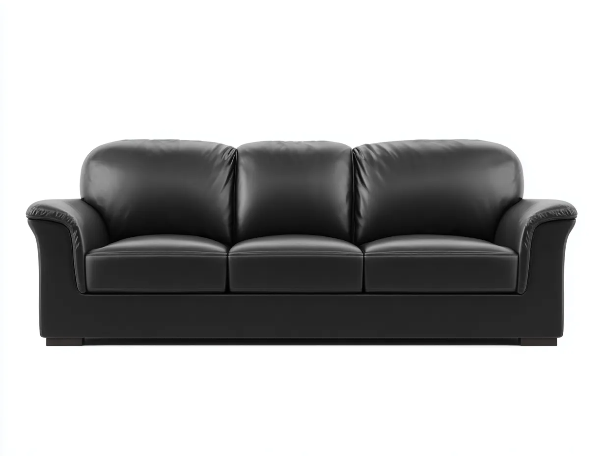 Canapé 3 places en cuir lisse 210x95x95 cm - Noir - Canapé confortable pour salon-Zatinidecor