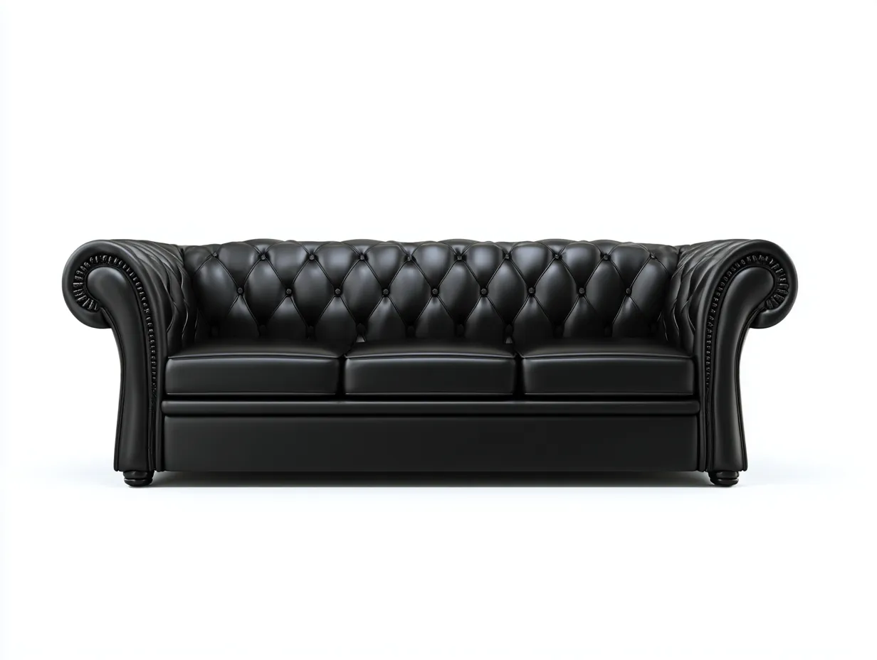 Canapé 3 places cuir capitonné 220x90x75 cm - Noir - Style Chesterfield pour salon-Zatinidecor