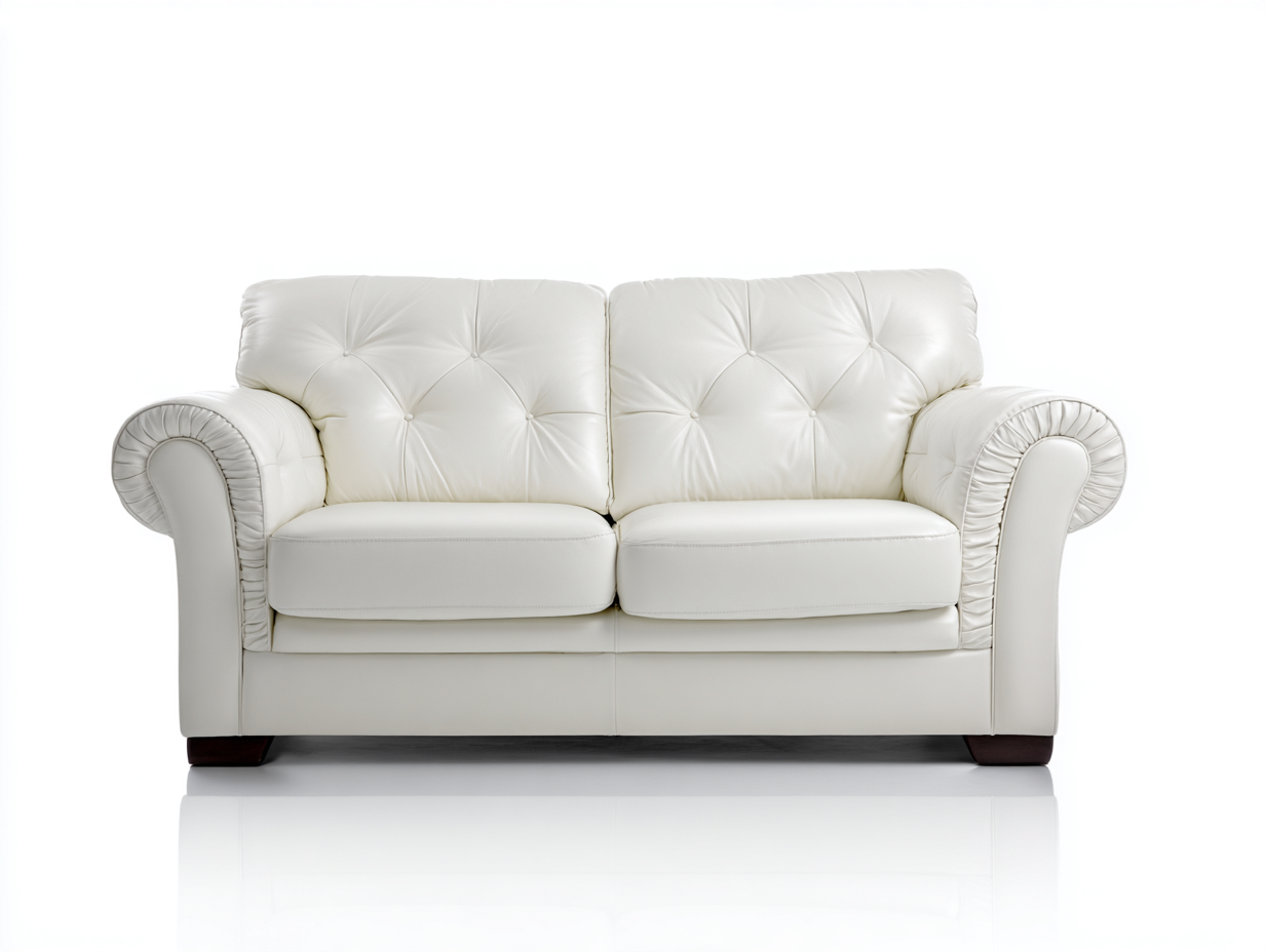 Canapé 2 places en cuir capitonné 170x95x95 cm - Blanc - Canapé élégant pour salon-Zatinidecor