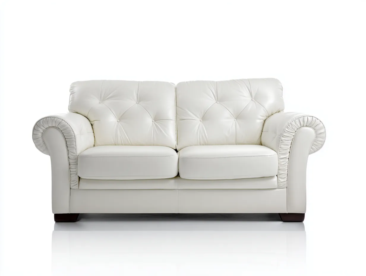 Canapé 2 places en cuir capitonné 170x95x95 cm - Blanc - Canapé élégant pour salon-Zatinidecor