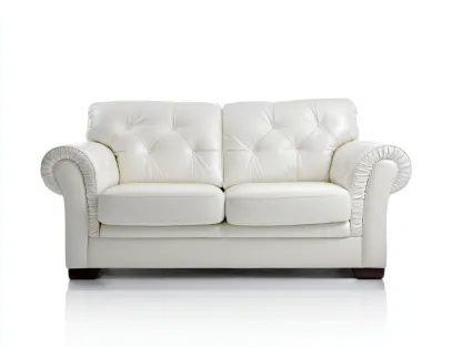 Canapé 2 places en cuir capitonné 170x95x95 cm - Blanc - Canapé élégant pour salon-Zatinidecor