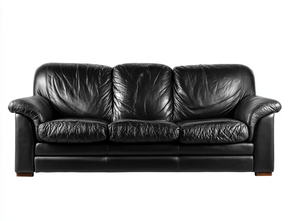 Canapé 3 places en cuir 215x95x82 cm - noir - confort classique-Zatinidecor