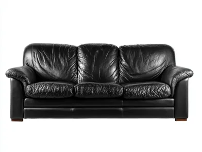 Canapé 3 places en cuir 215x95x82 cm - noir - confort classique-Zatinidecor