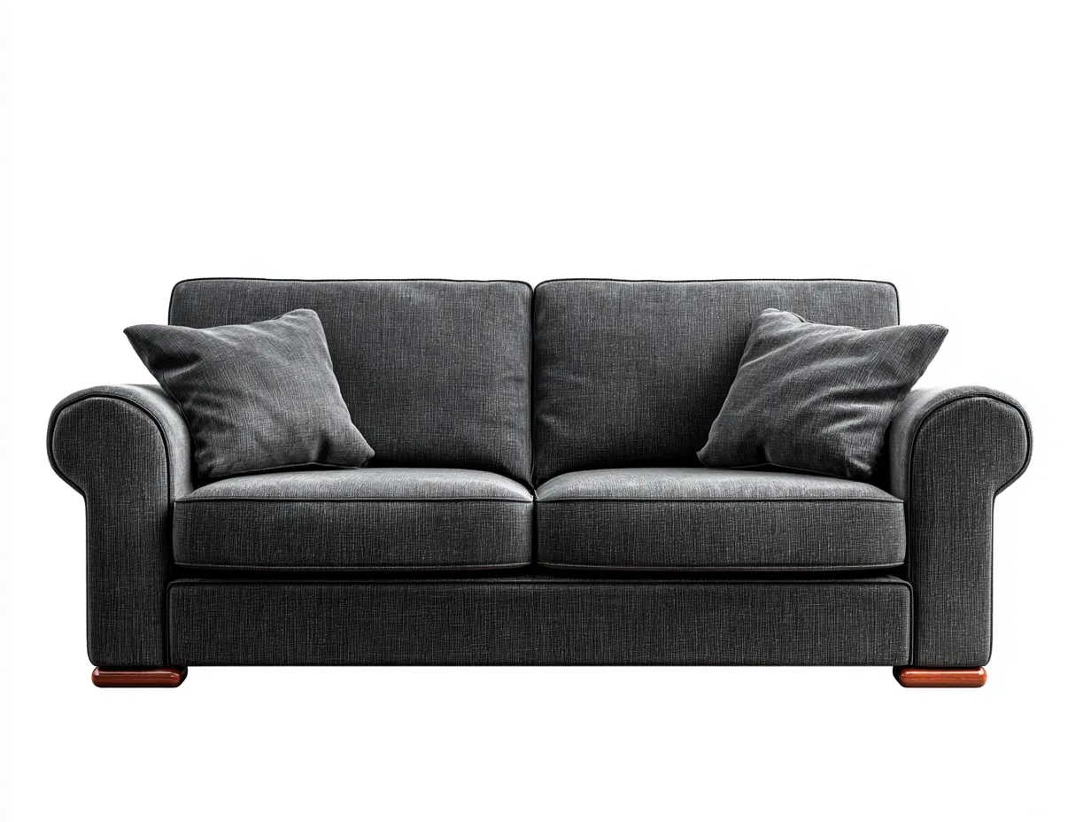 Canapé 2 places en tissu 135x85x80 cm - gris foncé - confort salon moderne-Zatinidecor