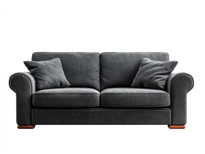 Canapé 2 places en tissu 135x85x80 cm - gris foncé - confort salon moderne-Zatinidecor