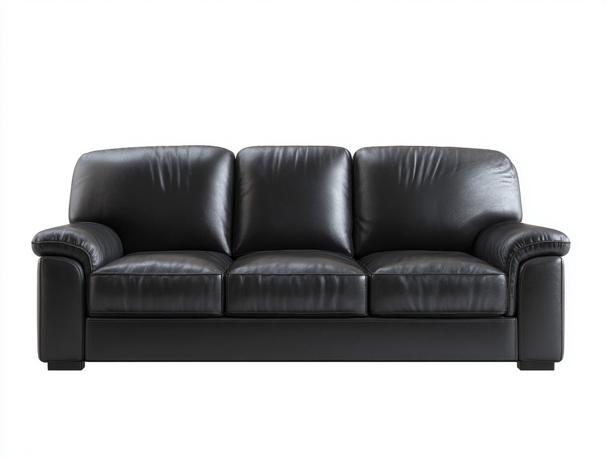 Canapé 3 places en cuir 210x95x88 cm - Noir - Design intérieur classique-Zatinidecor