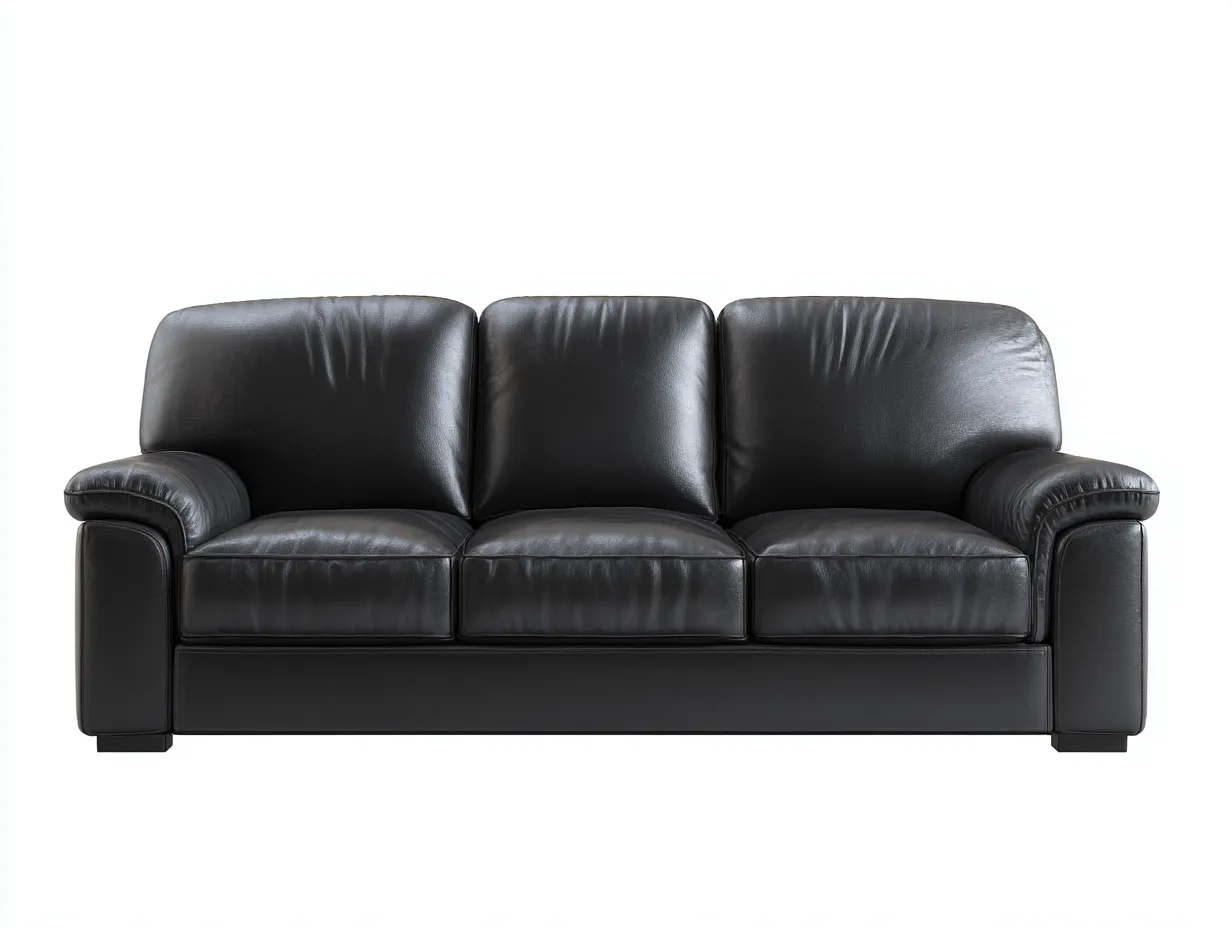 Canapé 3 places en cuir 210x95x88 cm - Noir - Design intérieur classique-Zatinidecor