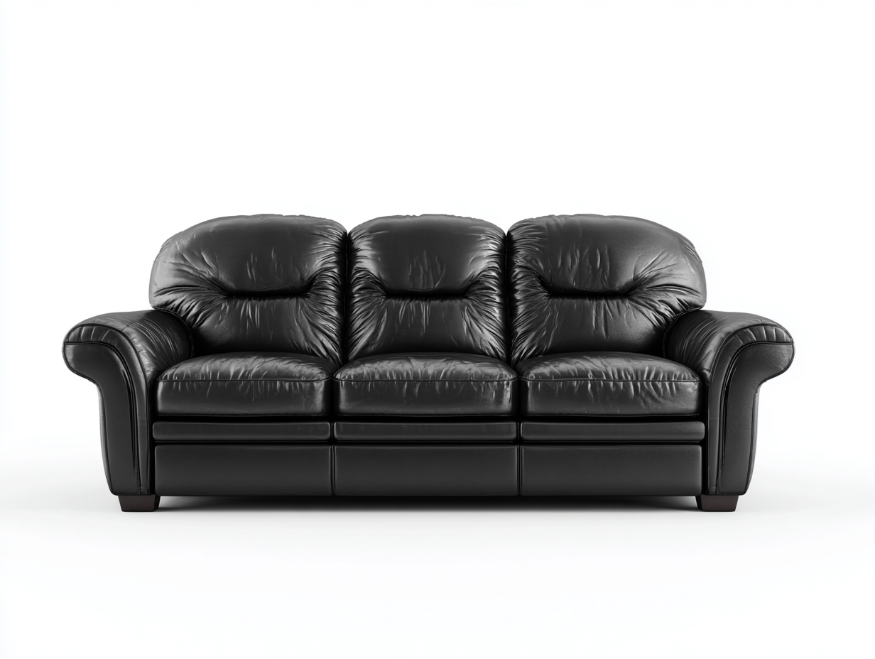 Canapé 3 places en cuir véritable 220x95x90 cm - noir - confort salon intemporel-Zatinidecor