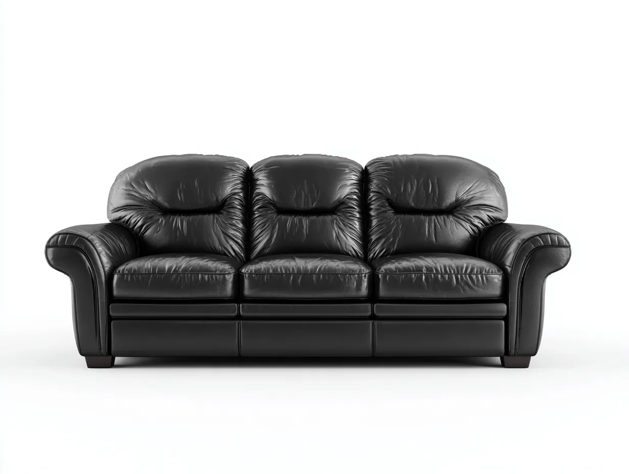 Canapé 3 places en cuir véritable 220x95x90 cm - noir - confort salon intemporel-Zatinidecor