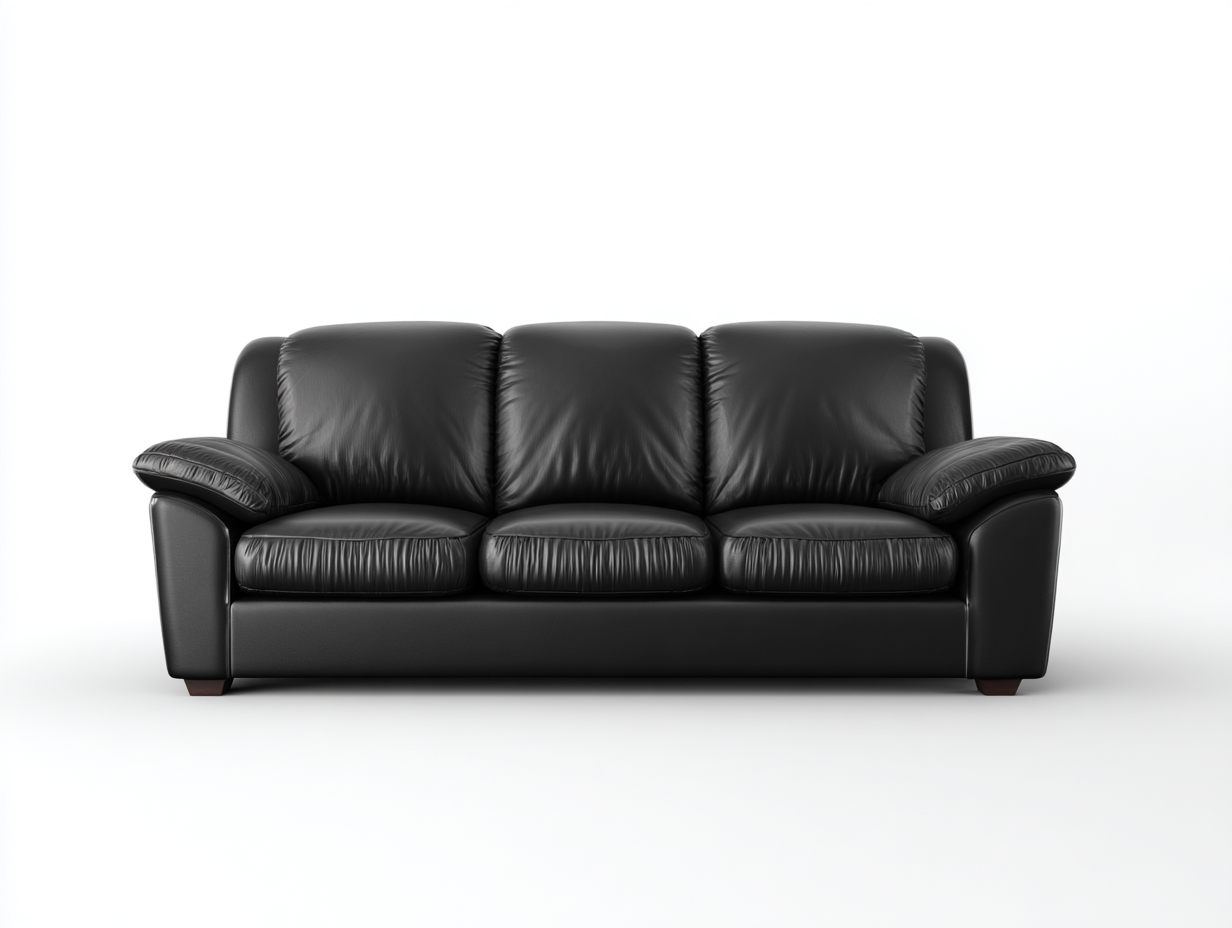 Canapé 3 places cuir lisse 210x92x78 cm - Noir - Design sobre pour salon-Zatinidecor