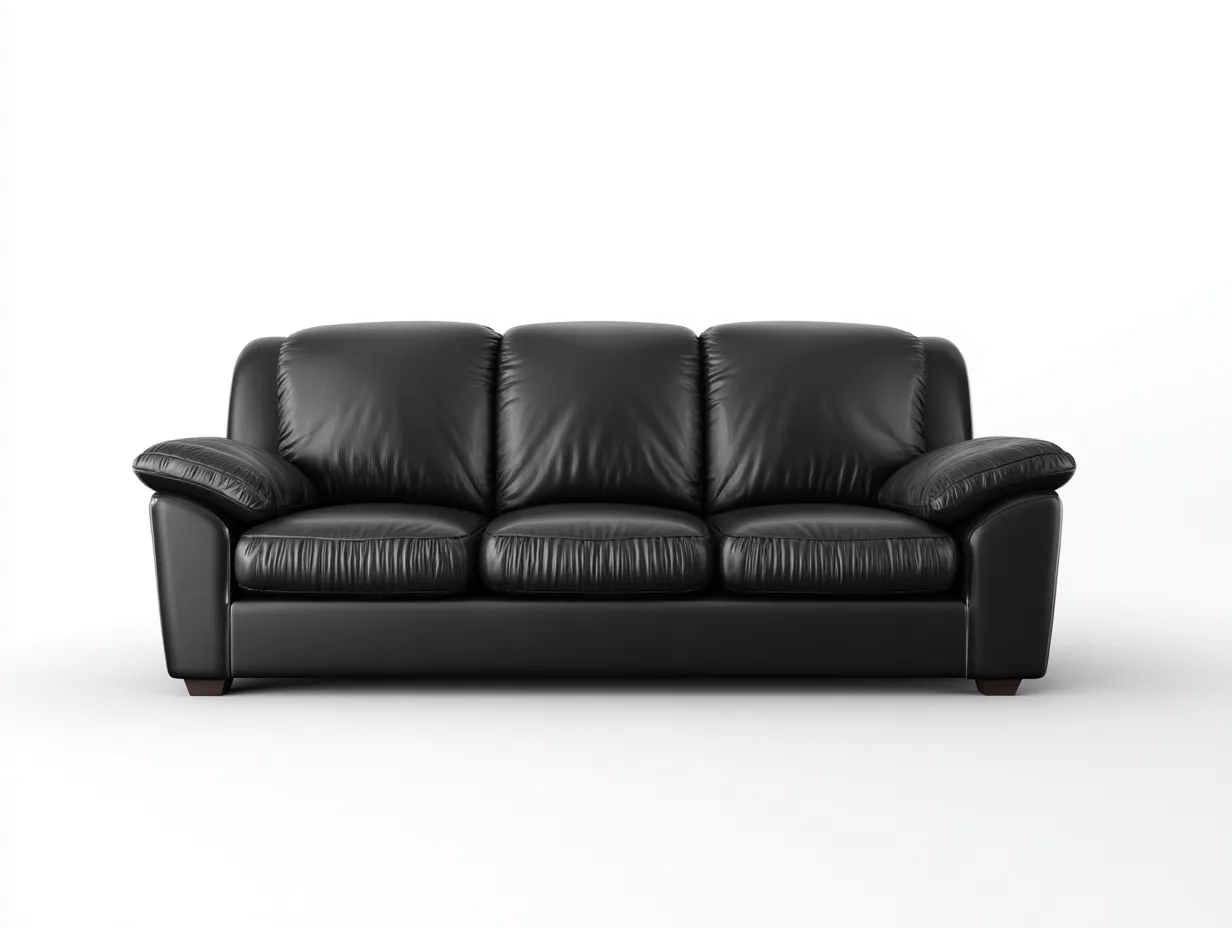 Canapé 3 places cuir lisse 210x92x78 cm - Noir - Design sobre pour salon-Zatinidecor