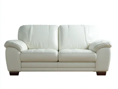 Canapé 2 places en cuir synthétique 135x90x85 cm - blanc - confort salon classique-Zatinidecor