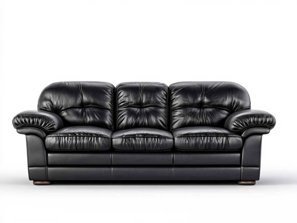 Canapé 3 places cuir rembourré 215x95x80 cm - Noir - Confort classique pour salon-Zatinidecor