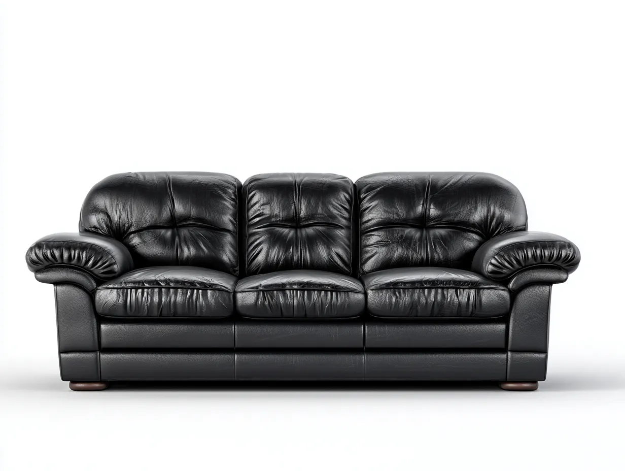 Canapé 3 places cuir rembourré 215x95x80 cm - Noir - Confort classique pour salon-Zatinidecor