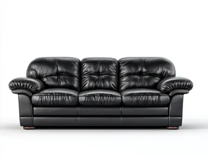 Canapé 3 places cuir rembourré 215x95x80 cm - Noir - Confort classique pour salon-Zatinidecor