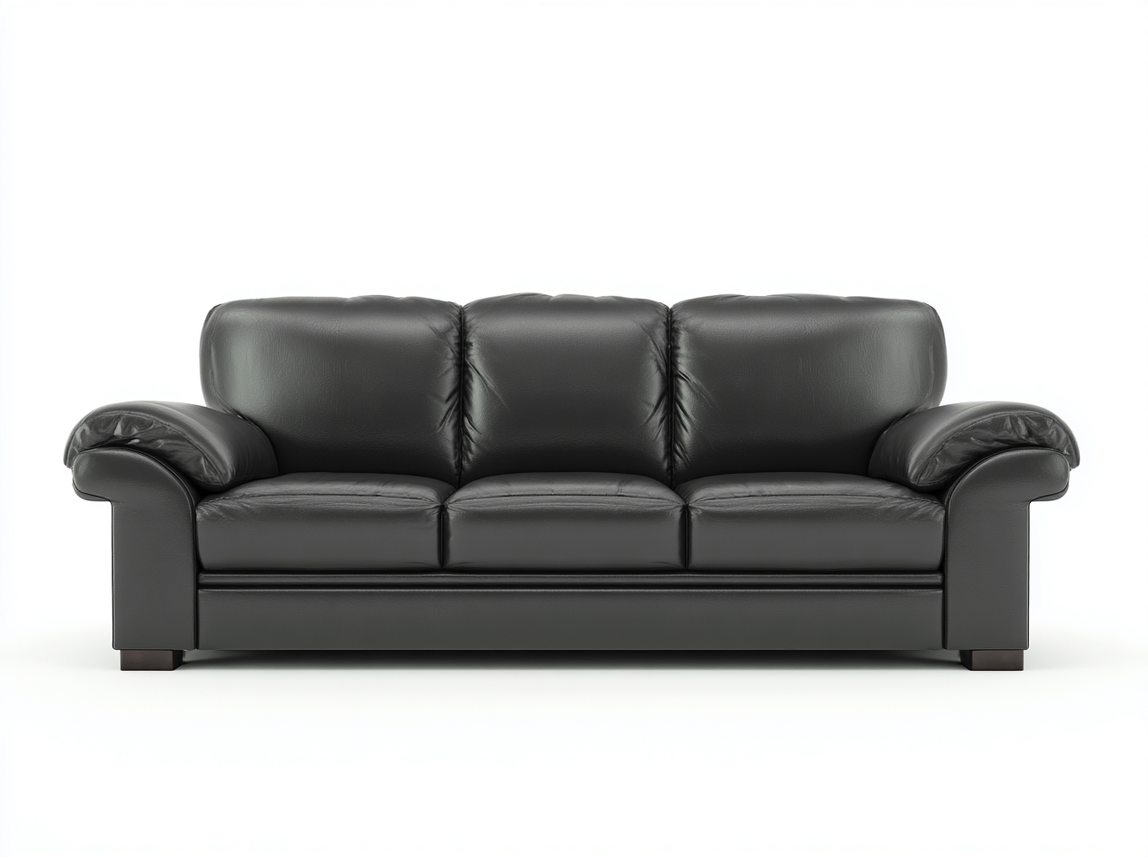 Canapé 3 places en cuir synthétique 215x92x88 cm - noir - confort salon contemporain-Zatinidecor