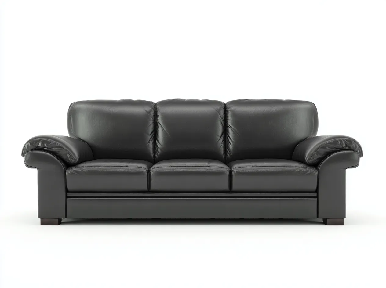 Canapé 3 places en cuir synthétique 215x92x88 cm - noir - confort salon contemporain-Zatinidecor