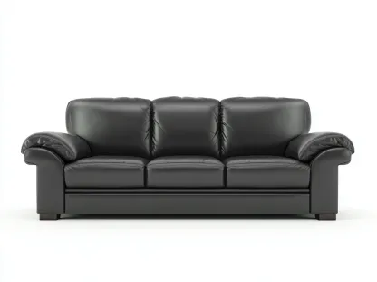 Canapé 3 places en cuir synthétique 215x92x88 cm - noir - confort salon contemporain-Zatinidecor