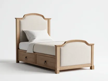 Lit simple en bois et tissu 200x100x110 cm beige style classique-Zatinidecor