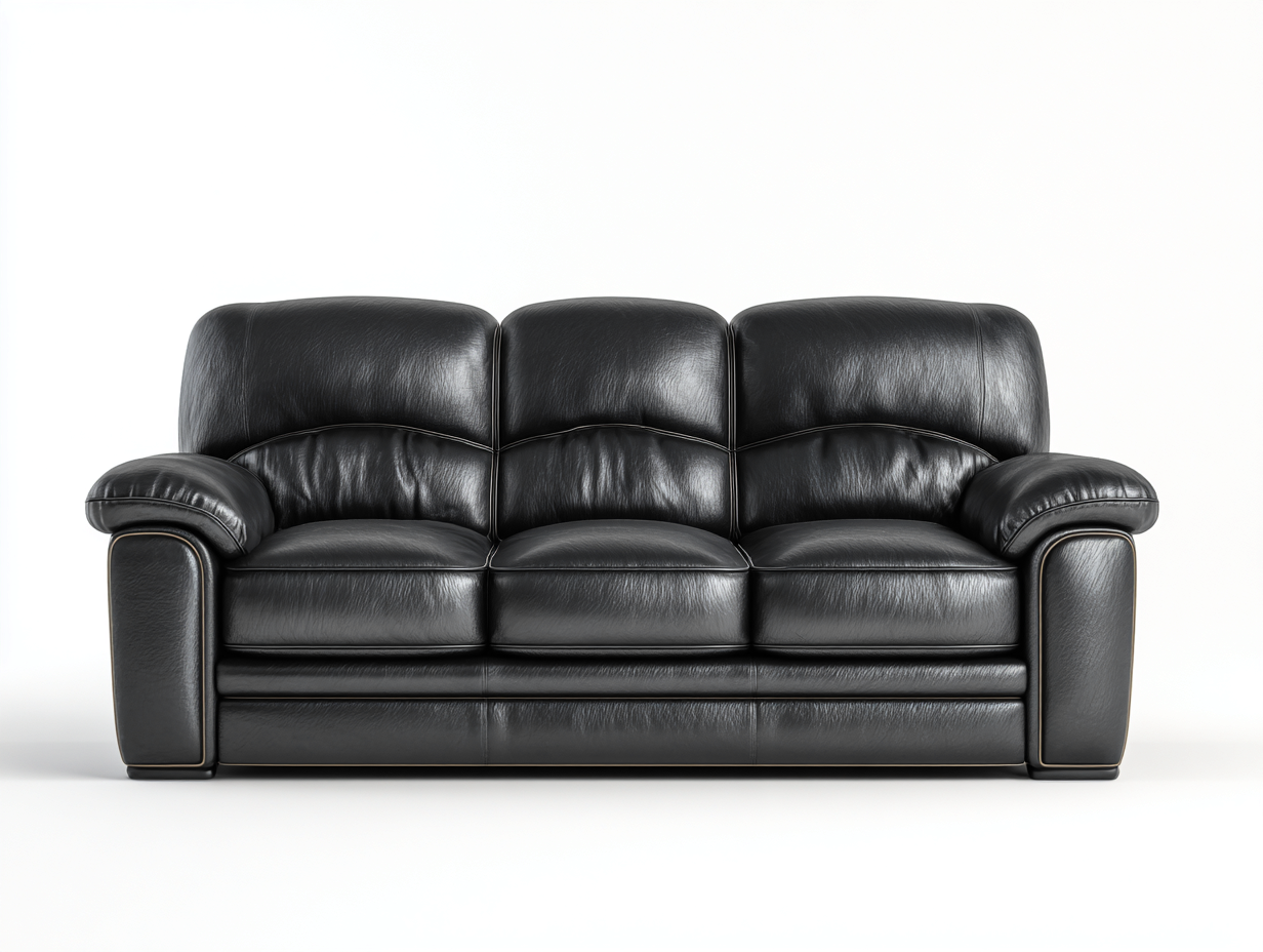 Canapé 3 places en cuir 215x95x90 cm - Noir - Design intérieur confortable-Zatinidecor