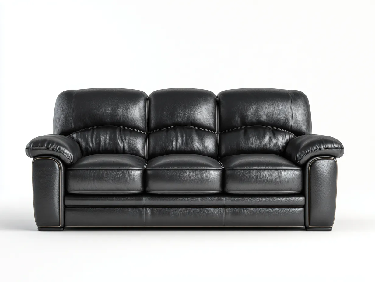 Canapé 3 places en cuir 215x95x90 cm - Noir - Design intérieur confortable-Zatinidecor