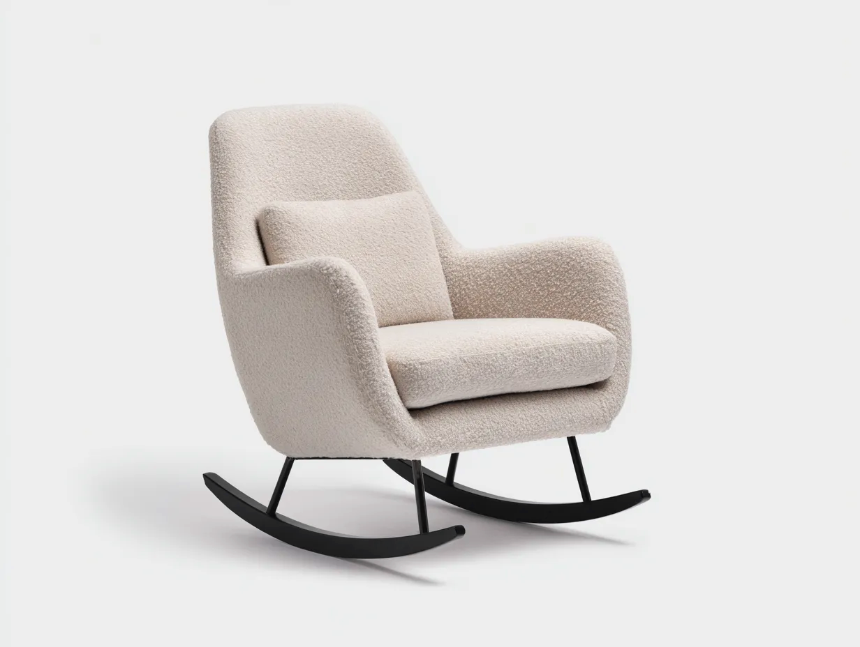 Sedia a dondolo - tessuto-metallo-legno - 83x87x99 cm - Beige - design moderno-Tavexiadecor