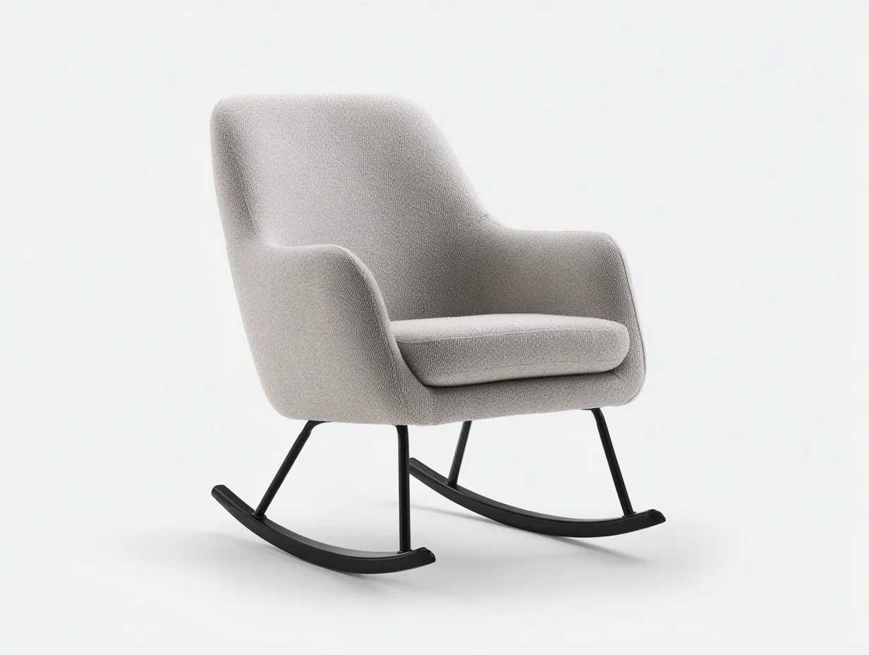 Sedia a dondolo - tessuto-metallo-legno - 82x86x98 cm - Grigio chiaro - design moderno-Tavexiadecor