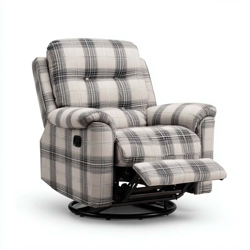 Poltrona reclinabile - Tessuto-Metallo - 100x104x108 cm - Grigio-Beige - Stile classico comfort-Tavexiadecor