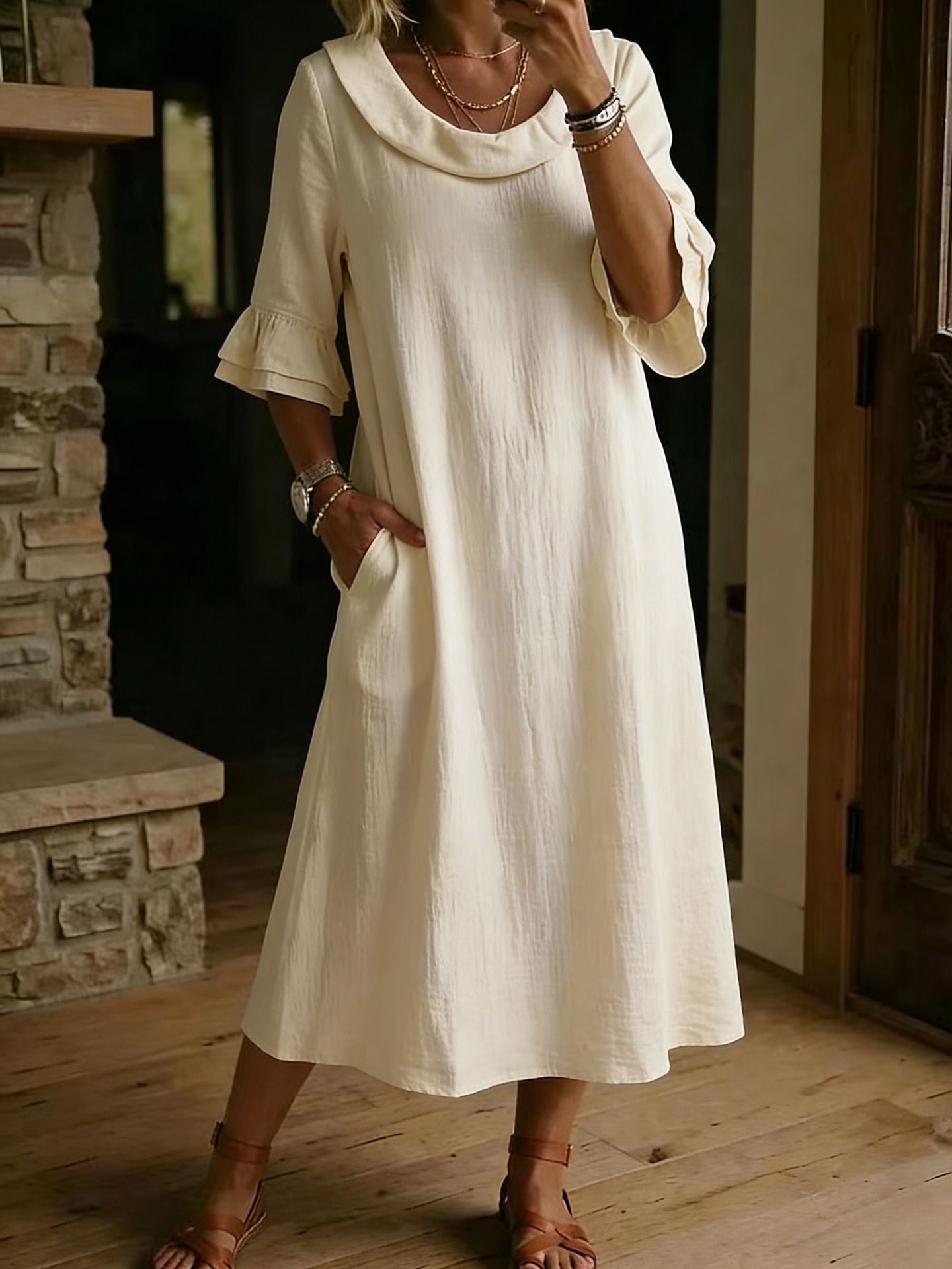 New Arrivals🔥Women's Neck Ruffle Casual Dress