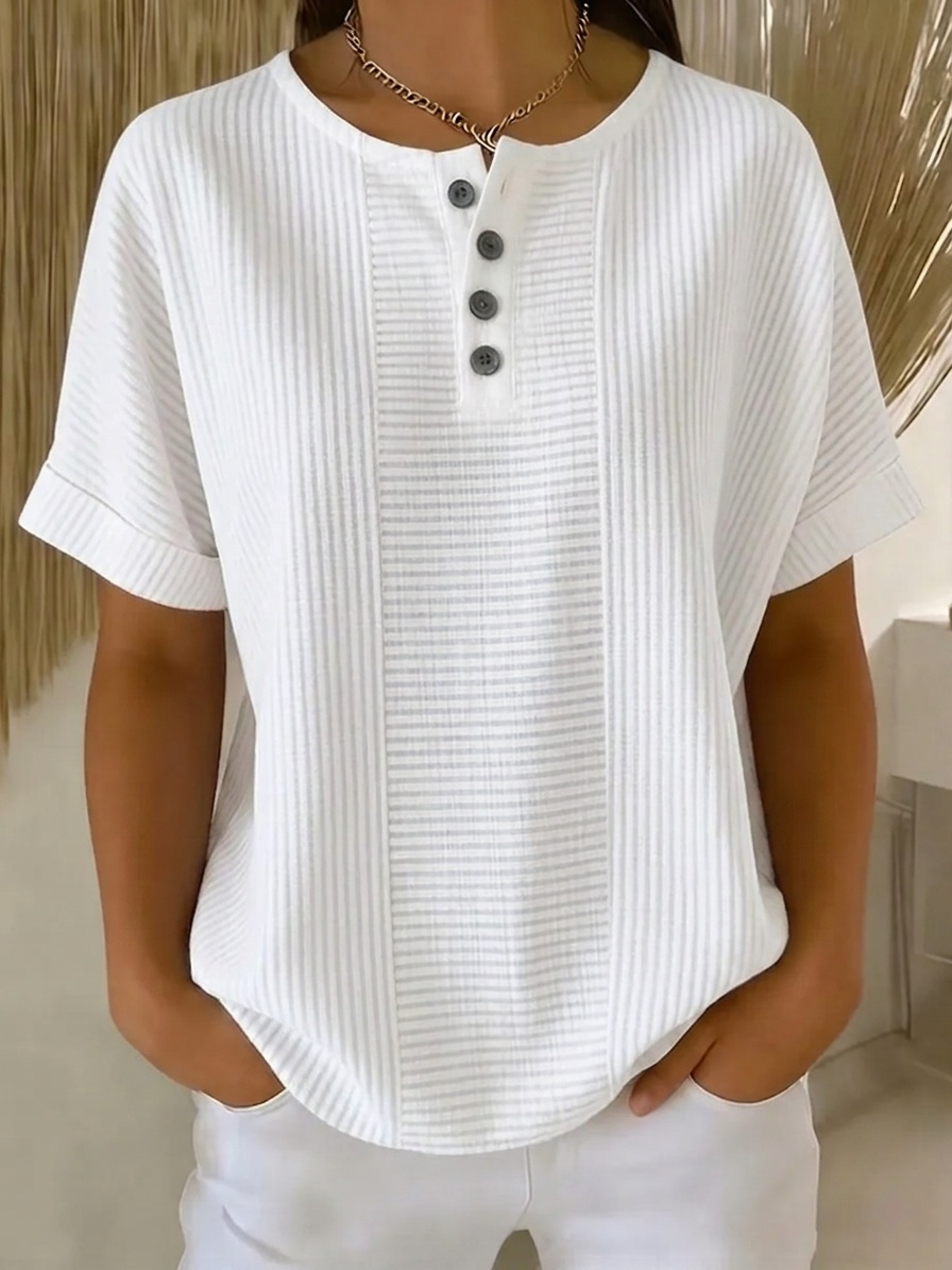 New Arrivals🔥 Women's Artistic Cut Striped Cotton Linen Shirt Blouse