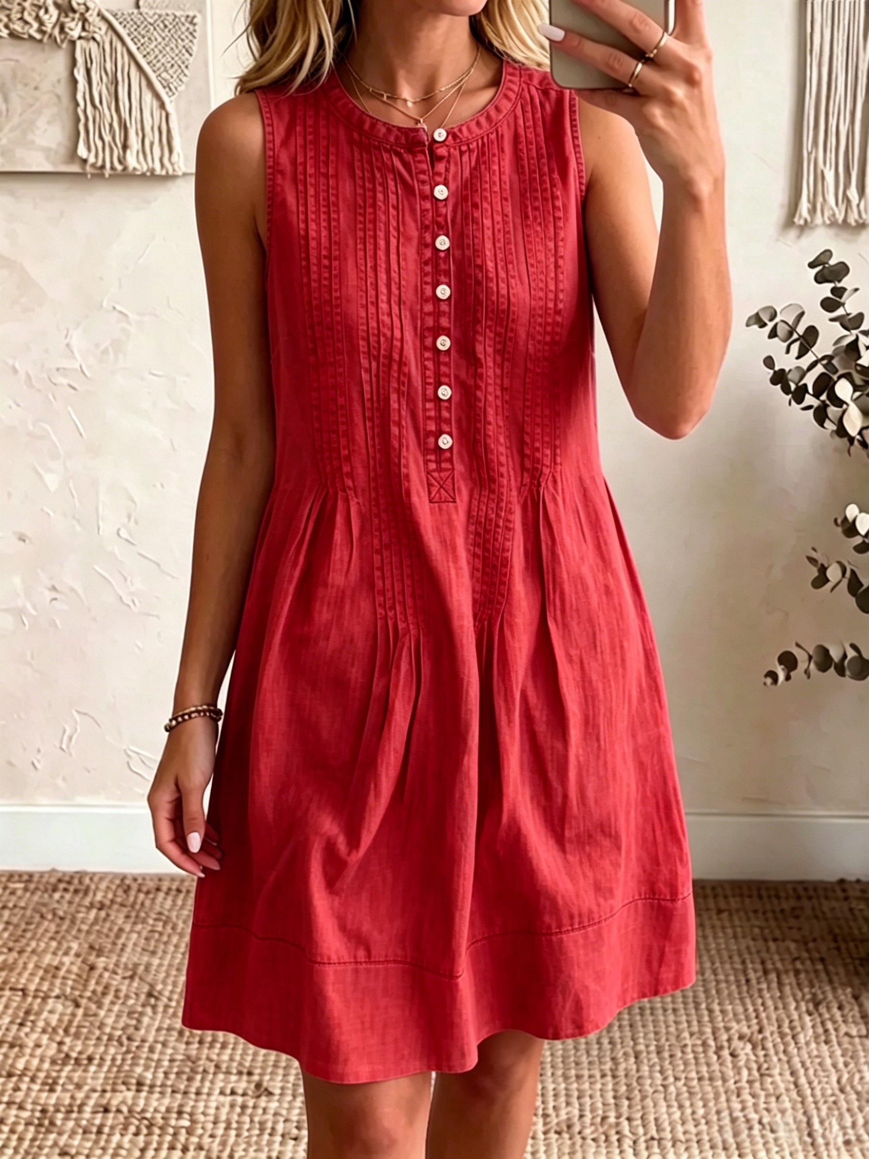 Today 50% off🔥Women’s Cotton Linen Solid Color Button-Up Shirt Dress