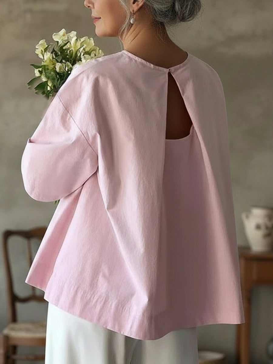 Elegant Backless Design 100% Cotton Shirt Top