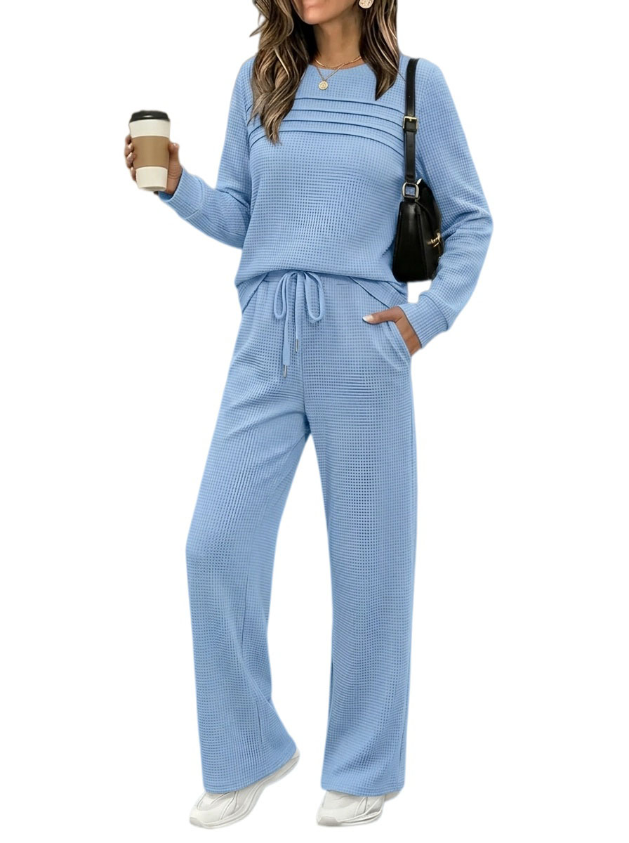 ⏰ LAST DAY SAVE 50% 💥Women's 2 Piece Sets Waffle Knit Sweatshirt Casual Travel Outfits